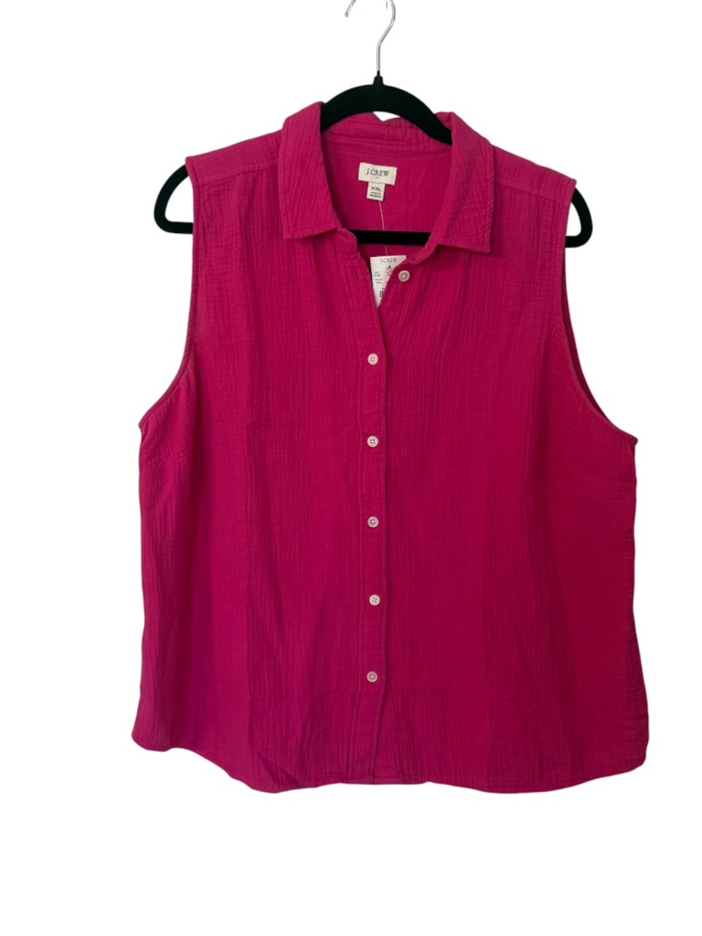 J. Crew Women’s Fuschia Pink Sleeveless Collard Button-Front Shirt Sz XXL NWT